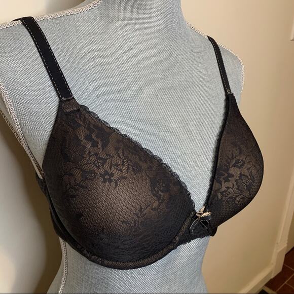 Maidenform Nude Black Lace Full Coverage Bra 34D - Picture 2 of 5